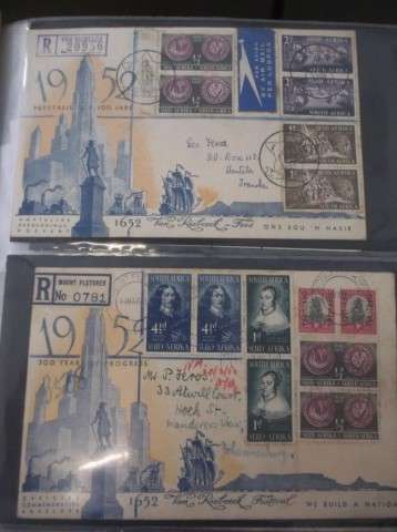 FIRST DAY ISSUE :  2 X COVERS TERCENTENARY OF LANDING OF VAN RIEBEECK 14 MARCH 1952
